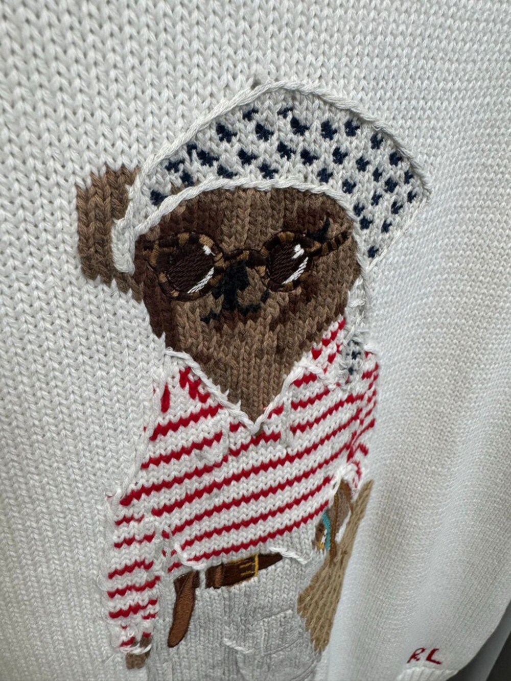 Polo Ralph Lauren Beach Bear Crewneck Knit Sweater White - Picture 5 of 8